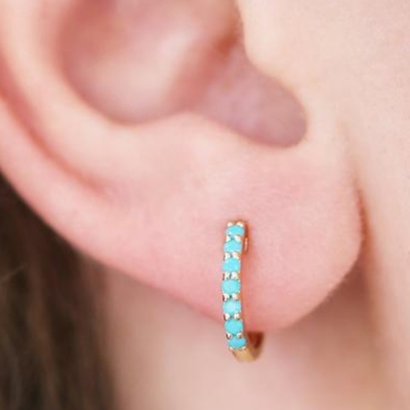 925 Sterling Silver Mini Eternity Hoop Earrings - Picture 2 of 12